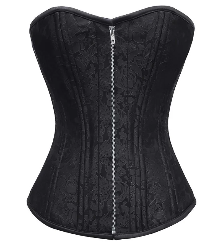 Great Deal Great Deal Black Brocade Spiral Steel Boned Corset Waist Training Overbust Top Great Deal Great Deal Black Brocade Spiral Steel Boned Corset Waist Training Overbust Top
