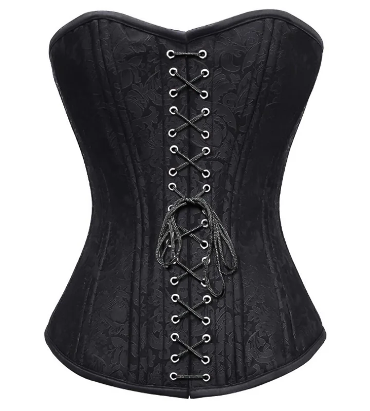 Flash Deal Flash Deal Black Brocade Spiral Steel Boned Corset Waist Training Overbust Top Flash Deal Flash Deal Black Brocade Spiral Steel Boned Corset Waist Training Overbust Top