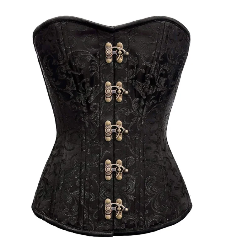 Midnight Madness Midnight Madness Black Brocade Spiral Steel Boned Corset Waist Training With Seal Lock Overbust Top Midnight Madness Midnight Madness Black Brocade Spiral Steel Boned Corset Waist Training With Seal Lock Overbust Top