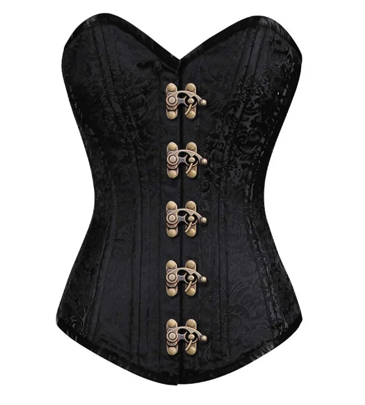 Super Deal Super Deal Black Brocade Spiral Steel Boned LONGLINE Corset Goth Waist Training Burlesque Costume Antique Seal Lock Opening Overbust Bustier Top Super Deal Super Deal Black Brocade Spiral Steel Boned LONGLINE Corset Goth Waist Training Burlesque Costume Antique Seal Lock Opening Overbust Bustier Top