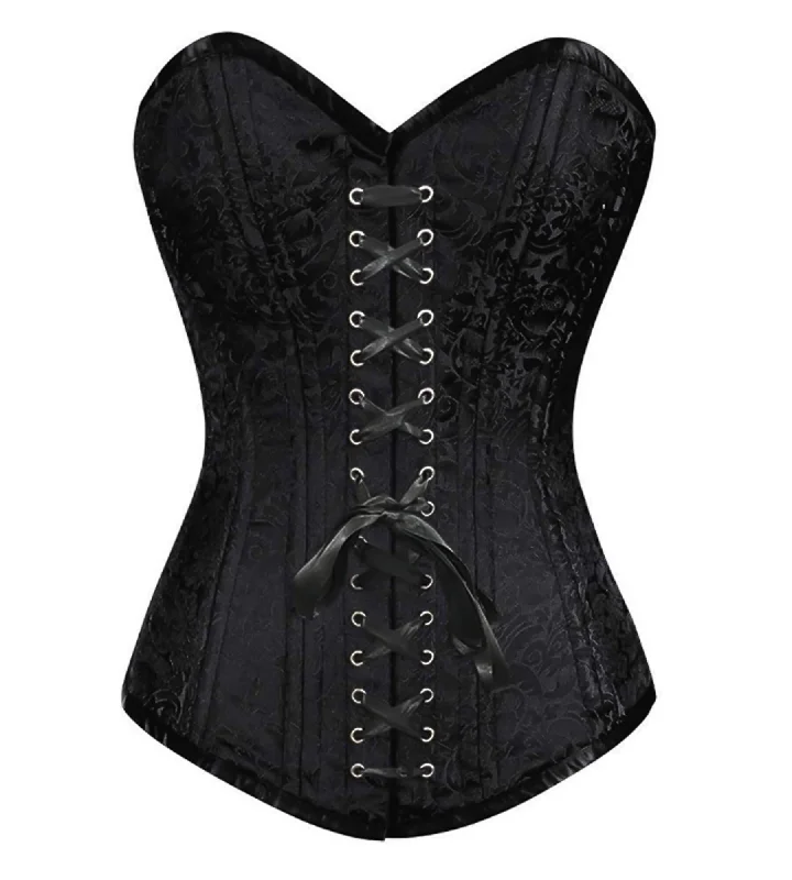 Shop and Save Shop and Save Black Brocade Spiral Steel Boned LONGLINE Corset Waist Training Front Black Lace Gothic Burlesque Costume Overbust Bustier Top Shop and Save Shop and Save Black Brocade Spiral Steel Boned LONGLINE Corset Waist Training Front Black Lace Gothic Burlesque Costume Overbust Bustier Top