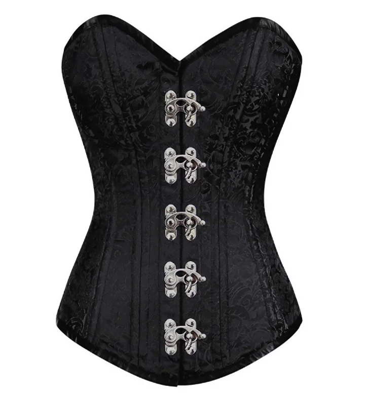 Stock Clearance Stock Clearance Black Brocade Spiral Steel Boned LONGLINE Corset Waist Training Goth Burlesque Costume Seal Lock Opening Overbust Bustier Top Stock Clearance Stock Clearance Black Brocade Spiral Steel Boned LONGLINE Corset Waist Training Goth Burlesque Costume Seal Lock Opening Overbust Bustier Top