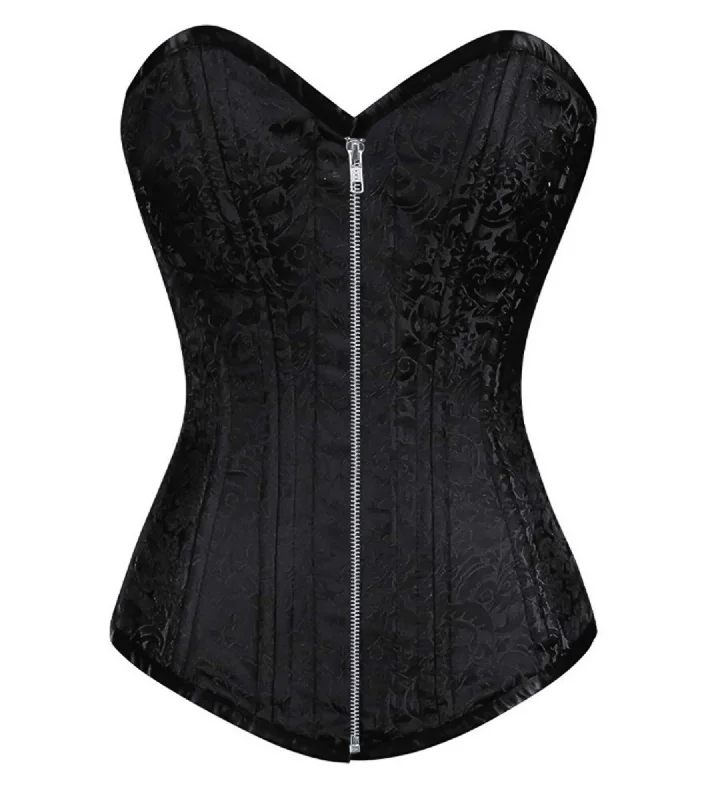 Special Price Special Price Black Brocade Spiral Steel Boned LONGLINE Corset Waist Training Gothic Burlesque Costume Silver Zipper Overbust Bustier Top Special Price Special Price Black Brocade Spiral Steel Boned LONGLINE Corset Waist Training Gothic Burlesque Costume Silver Zipper Overbust Bustier Top