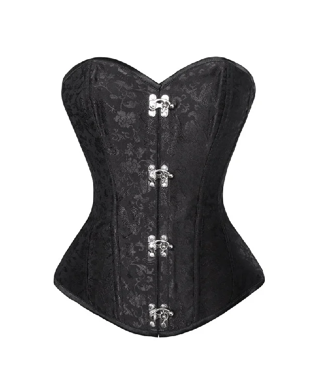 Major Deal Major Deal Black Brocade Steampunk Overbust Corset Waist Training