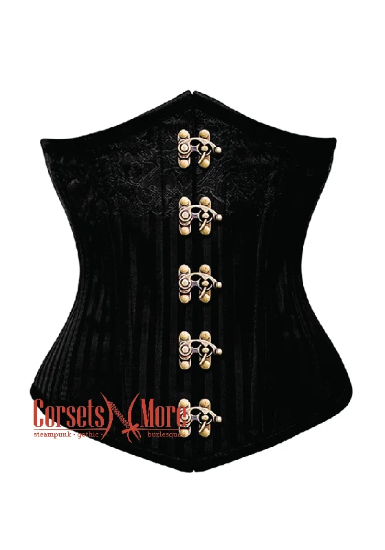 Year-End Sale Year-End Sale Black Brocade With Antique Clasp Gothic Burlesque Underbust Corset Year-End Sale Year-End Sale Black Brocade With Antique Clasp Gothic Burlesque Underbust Corset