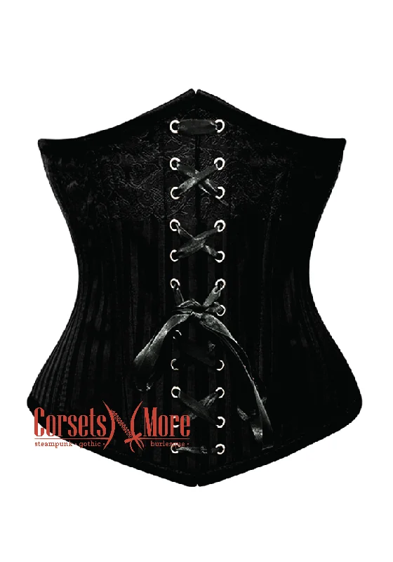 Weekend Flash Sale Weekend Flash Sale Black Brocade With Front Lace Gothic Burlesque Underbust Corset Weekend Flash Sale Weekend Flash Sale Black Brocade With Front Lace Gothic Burlesque Underbust Corset