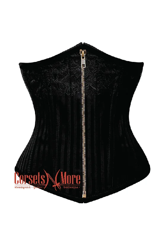 Anniversary Sale Anniversary Sale Black Brocade With Front Zipper Gothic Burlesque Underbust Corset Anniversary Sale Anniversary Sale Black Brocade With Front Zipper Gothic Burlesque Underbust Corset