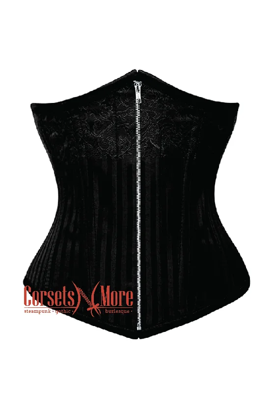 Loyalty Reward Loyalty Reward Black Brocade With Silver Zipper Gothic Burlesque Underbust Corset Loyalty Reward Loyalty Reward Black Brocade With Silver Zipper Gothic Burlesque Underbust Corset