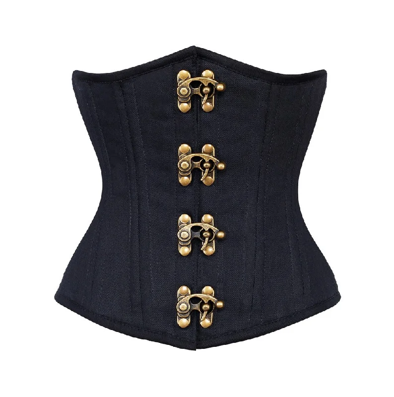 Markdown Sale Markdown Sale Black Denim Bronze Clasps Double Bone Gothic Underbust Corset Waist Training Markdown Sale Markdown Sale Black Denim Bronze Clasps Double Bone Gothic Underbust Corset Waist Training