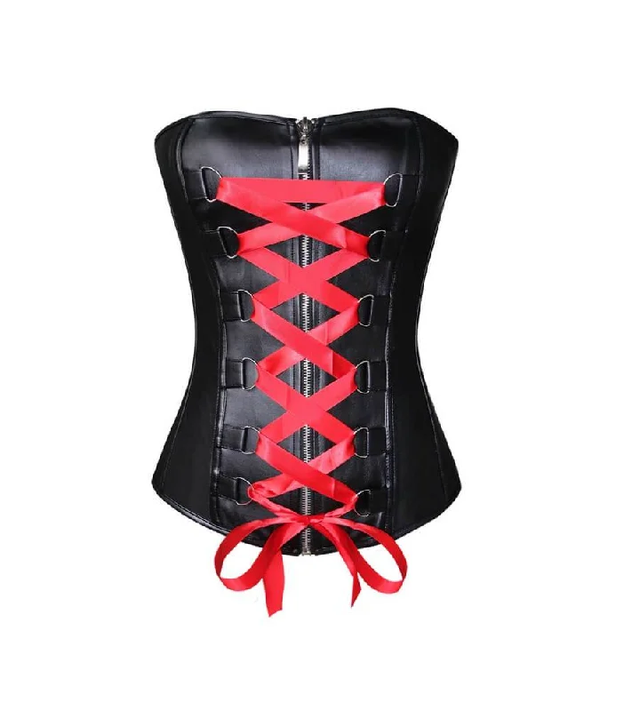 Time-Sensitive Time-Sensitive Black Faux Leather Satin Lace Steampunk Corset Waist Training Overbust Time-Sensitive Time-Sensitive Black Faux Leather Satin Lace Steampunk Corset Waist Training Overbust