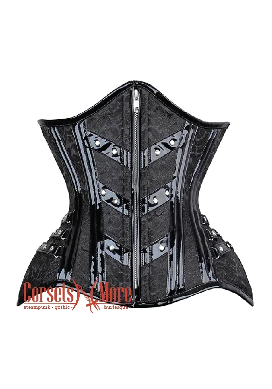 Quick Sale Quick Sale Black Leather and Brocade Steampunk Underbust Costume Corset Quick Sale Quick Sale Black Leather and Brocade Steampunk Underbust Costume Corset