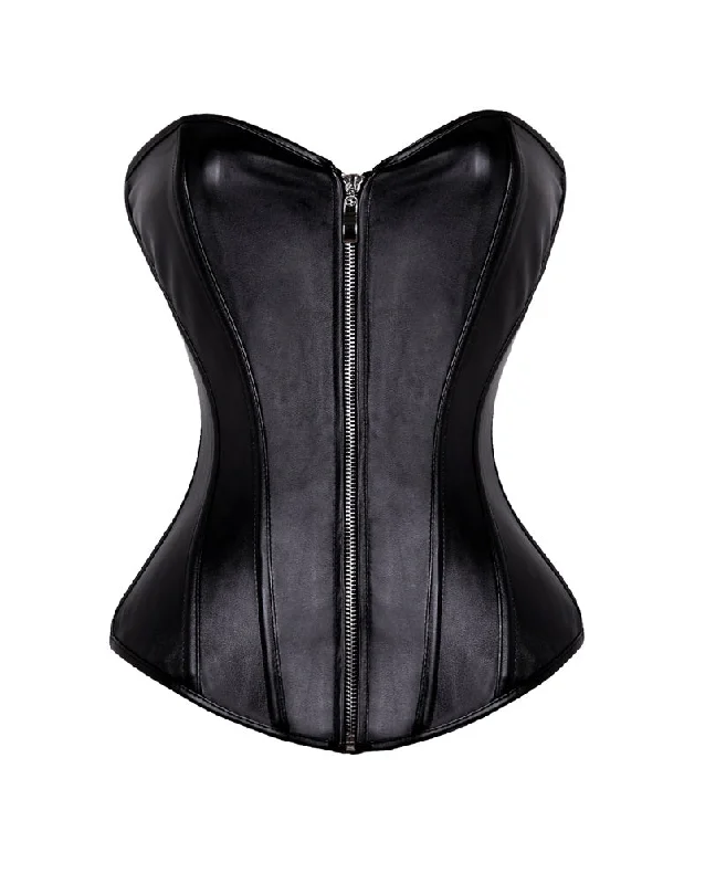 Super Savings Super Savings Black Leather Zipper Overbust Corset Waist Training Steampunk Costume Super Savings Super Savings Black Leather Zipper Overbust Corset Waist Training Steampunk Costume