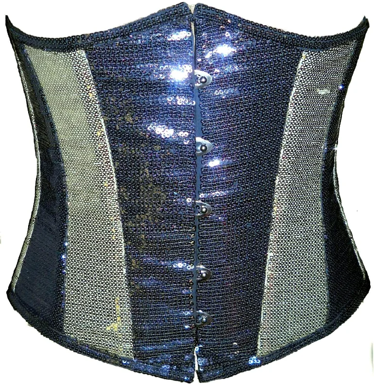 Weekend Extravaganza: Shop Now Weekend Extravaganza: Shop Now Black Silver Georgette Sequins Waist Training Bustier Underbust Corset Costume Weekend Extravaganza: Shop Now Weekend Extravaganza: Shop Now Black Silver Georgette Sequins Waist Training Bustier Underbust Corset Costume