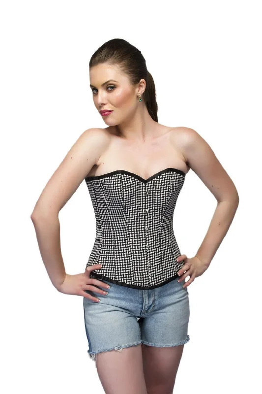 Weekend Discounts You Deserve Weekend Discounts You Deserve Black White Dotted Polyester Front Open Busk Overbust Women Corset Top Weekend Discounts You Deserve Weekend Discounts You Deserve Black White Dotted Polyester Front Open Busk Overbust Women Corset Top
