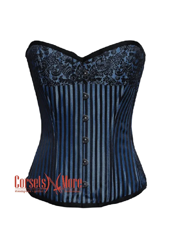 Act Now Act Now Blue and Black Corset Brocade Gothic Burlesque Costume Waist Training Bustier Overbust Top Act Now Act Now Blue and Black Corset Brocade Gothic Burlesque Costume Waist Training Bustier Overbust Top