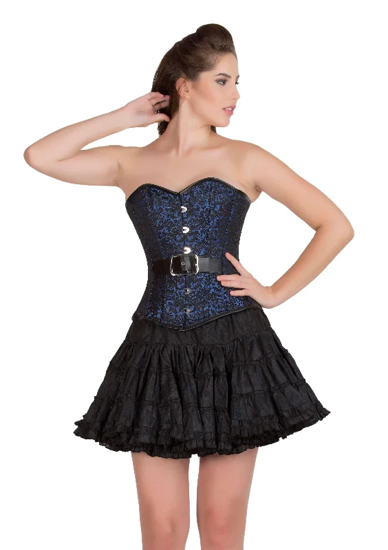 Weekend Specials Just for You Weekend Specials Just for You Blue Black Brocade Gothic Burlesque Costume Overbust Corset Top Weekend Specials Just for You Weekend Specials Just for You Blue Black Brocade Gothic Burlesque Costume Overbust Corset Top