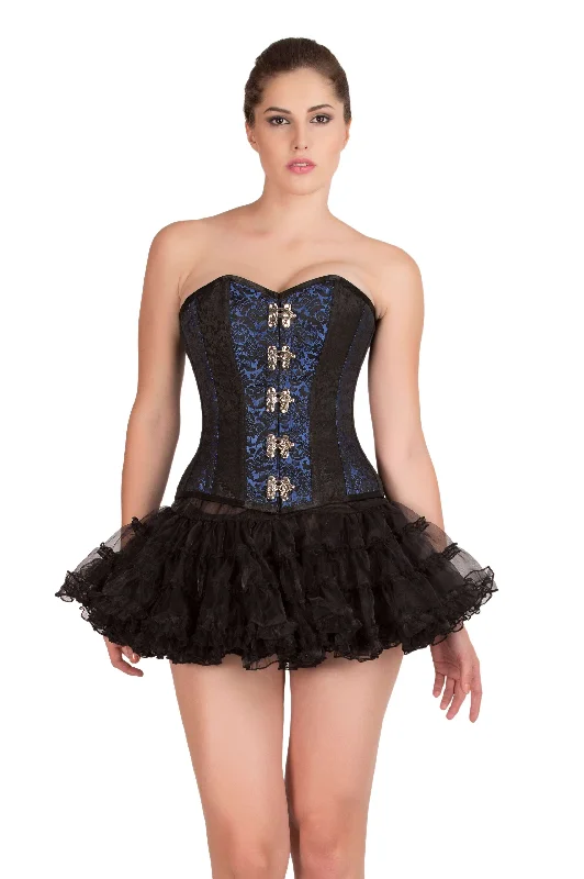 Weekend Deal Weekend Deal Blue Black Brocade Gothic Steampunk Bustier Waist Training Overbust Corset Top Weekend Deal Weekend Deal Blue Black Brocade Gothic Steampunk Bustier Waist Training Overbust Corset Top