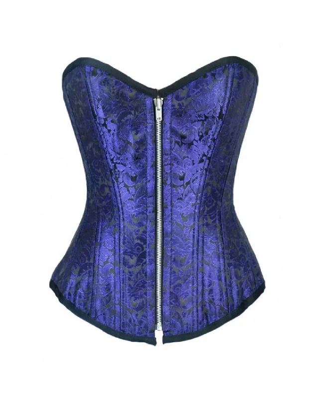 Extra Savings Extra Savings Blue Brocade Double Bone Overbust Corset Waist Training Gothic Costume Top Extra Savings Extra Savings Blue Brocade Double Bone Overbust Corset Waist Training Gothic Costume Top