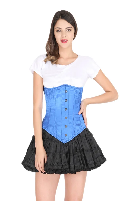 Take Advantage Take Advantage Blue Satin Corset Gothic Burlesque Costume Waist Training LONGLINE Underbust Bustier Top Take Advantage Take Advantage Blue Satin Corset Gothic Burlesque Costume Waist Training LONGLINE Underbust Bustier Top