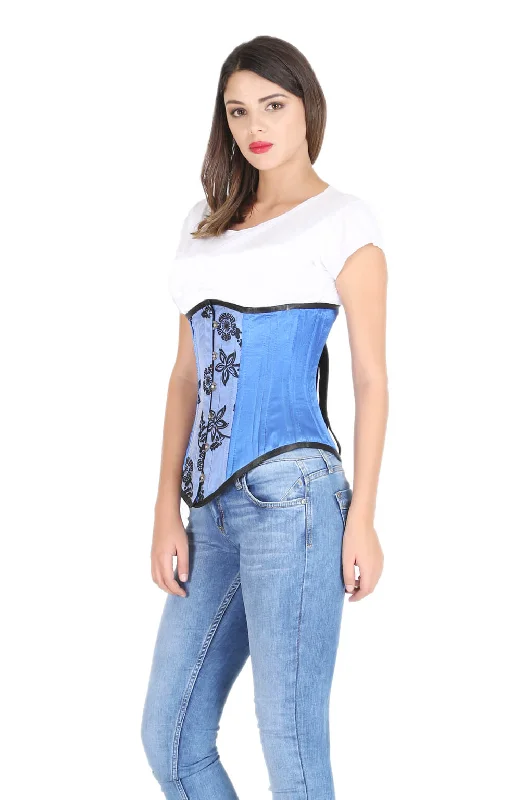 YEAR-End Clearance YEAR-End Clearance Blue Satin Corset Tissue Flocking Gothic Burlesque Costume Waist Training LONG Underbust Bustier Top YEAR-End Clearance YEAR-End Clearance Blue Satin Corset Tissue Flocking Gothic Burlesque Costume Waist Training LONG Underbust Bustier Top
