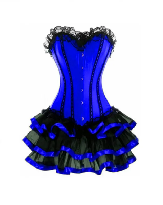 Discount Deals Discount Deals Blue Satin Corset Waist Training Black Frill Tutu Skirt Gothic Burlesque Bustier Overbust Discount Deals Discount Deals Blue Satin Corset Waist Training Black Frill Tutu Skirt Gothic Burlesque Bustier Overbust