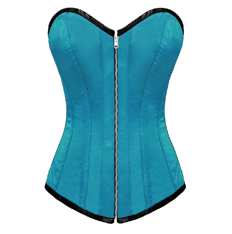 Act Fast Act Fast Blue Satin Gothic LONGLINE Overbust Corset Costume