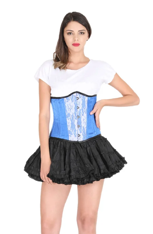 Value Deals Value Deals Blue Satin Spiral Steel Boned Corset White Lace Gothic Burlesque Costume Waist Training Underbust Bustier Top Value Deals Value Deals Blue Satin Spiral Steel Boned Corset White Lace Gothic Burlesque Costume Waist Training Underbust Bustier Top
