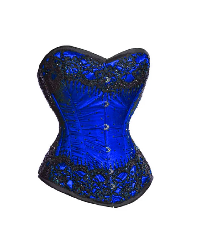Bonus Savings Bonus Savings Blue Satin With Sequins Gothic Burlesque Corset Waist Training Overbust Bonus Savings Bonus Savings Blue Satin With Sequins Gothic Burlesque Corset Waist Training Overbust