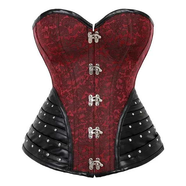 Amazing Value Amazing Value Brakni Leather Trim Steel Boned Brocade Steampunk Corset Amazing Value Amazing Value Brakni Leather Trim Steel Boned Brocade Steampunk Corset