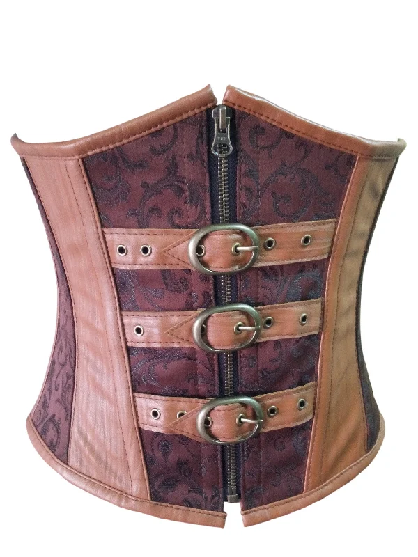 Reduced Rates Reduced Rates Brown Brocade & Leather Gothic Steampunk Waist Training Bustier Underbust Corset Costume Reduced Rates Reduced Rates Brown Brocade & Leather Gothic Steampunk Waist Training Bustier Underbust Corset Costume