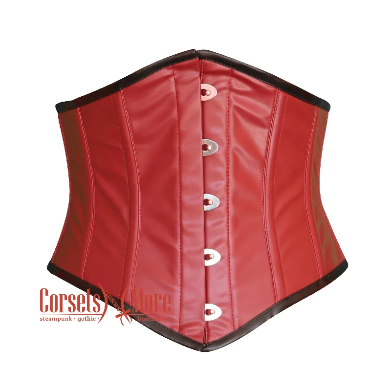 Act Now Act Now Brown Leather Steampunk Underbust Waist Trainer Corset Bustier Top