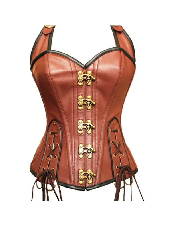 Deal of the Day Deal of the Day Brown Real Leather Lacing Design Overbust Corset Waist Training Top Deal of the Day Deal of the Day Brown Real Leather Lacing Design Overbust Corset Waist Training Top