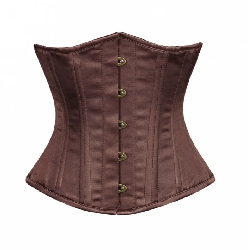 Hurry In Hurry In Brown Satin Double Bone Burlesque Costume Underbust Corset