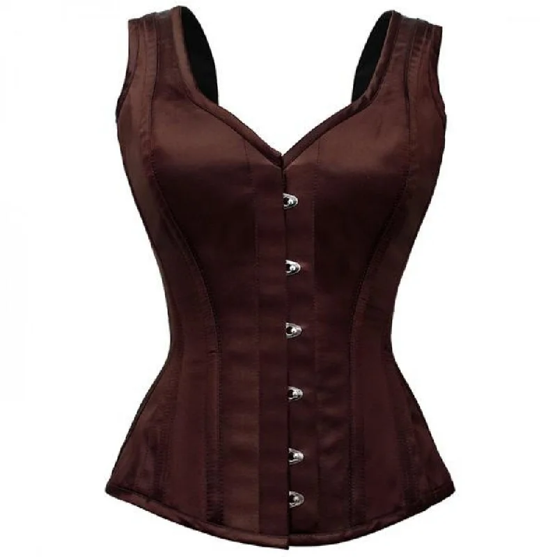 Quick Deals Quick Deals Brown Satin With Shoulder Strap Gothic Burlesque Bustier Waist Training Overbust Corset Costume Quick Deals Quick Deals Brown Satin With Shoulder Strap Gothic Burlesque Bustier Waist Training Overbust Corset Costume