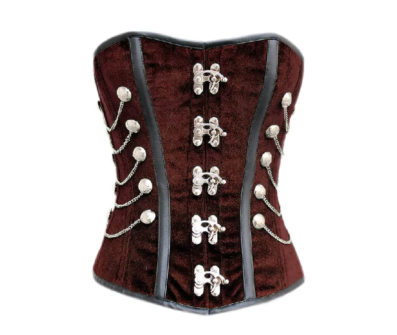 Final Clearance Final Clearance Brown Velvet Black Faux Leather Corset Strips Gothic Waist Training Overbust Costume Final Clearance Final Clearance Brown Velvet Black Faux Leather Corset Strips Gothic Waist Training Overbust Costume