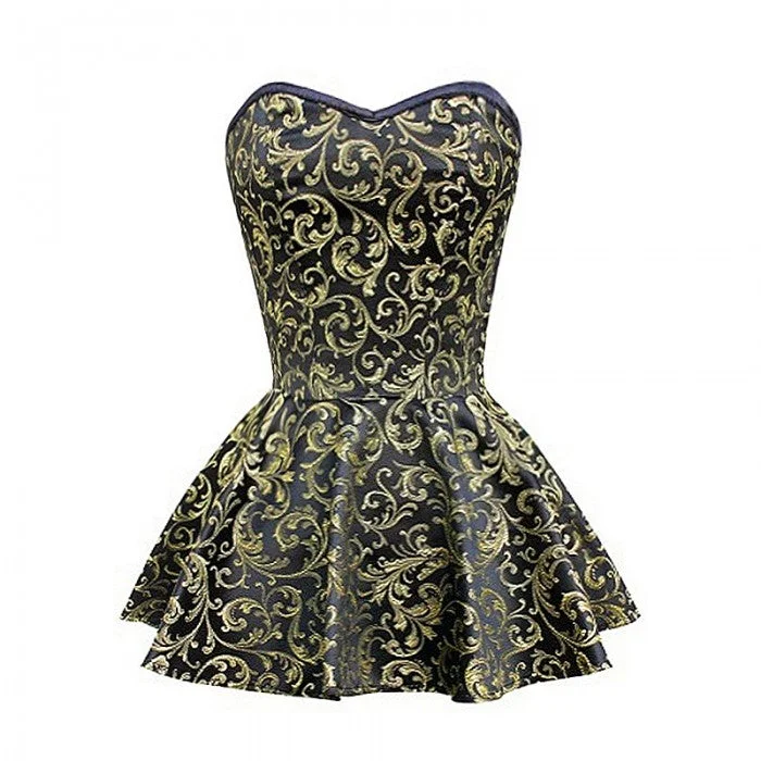 Bargain Alert Bargain Alert Buffon Gold & Black Peplum Corset Dress