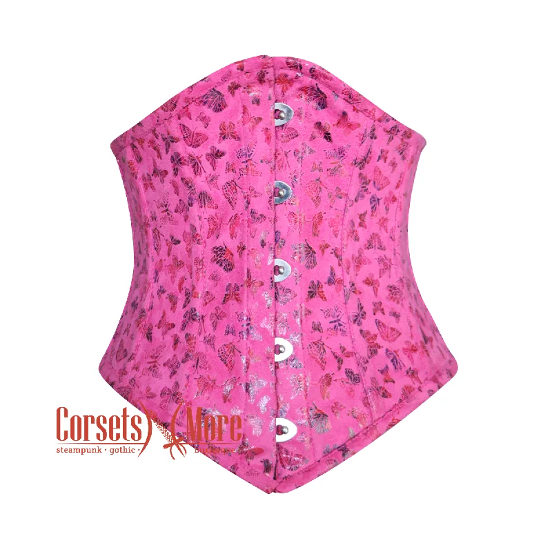 Your Weekend, Your Savings Your Weekend, Your Savings Butterfly Printed Pink Soft Leather Gothic Underbust Waist Training Corset Your Weekend, Your Savings Your Weekend, Your Savings Butterfly Printed Pink Soft Leather Gothic Underbust Waist Training Corset