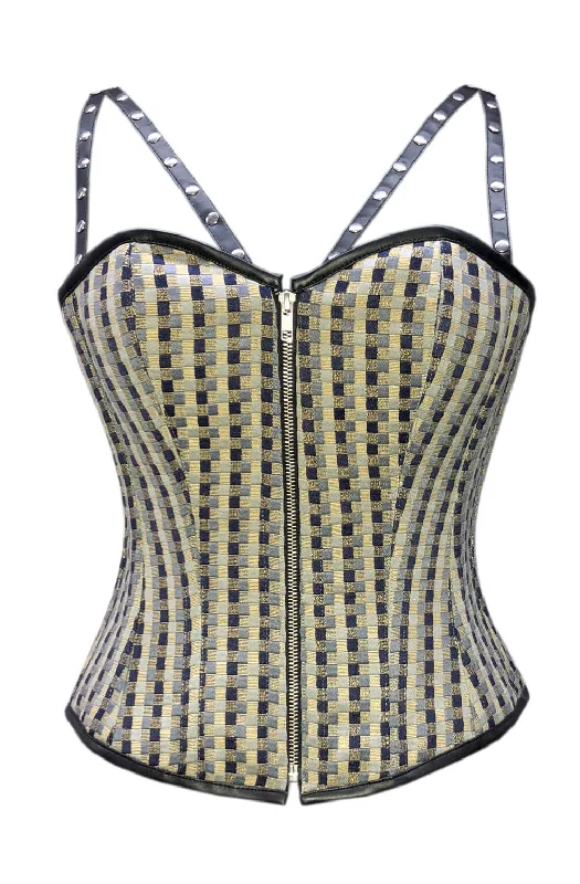 Stock Clearance Stock Clearance Checkered Black Leather Corset Straps Gothic Steampunk Costume Waist Training Overbust Bustier Top Stock Clearance Stock Clearance Checkered Black Leather Corset Straps Gothic Steampunk Costume Waist Training Overbust Bustier Top