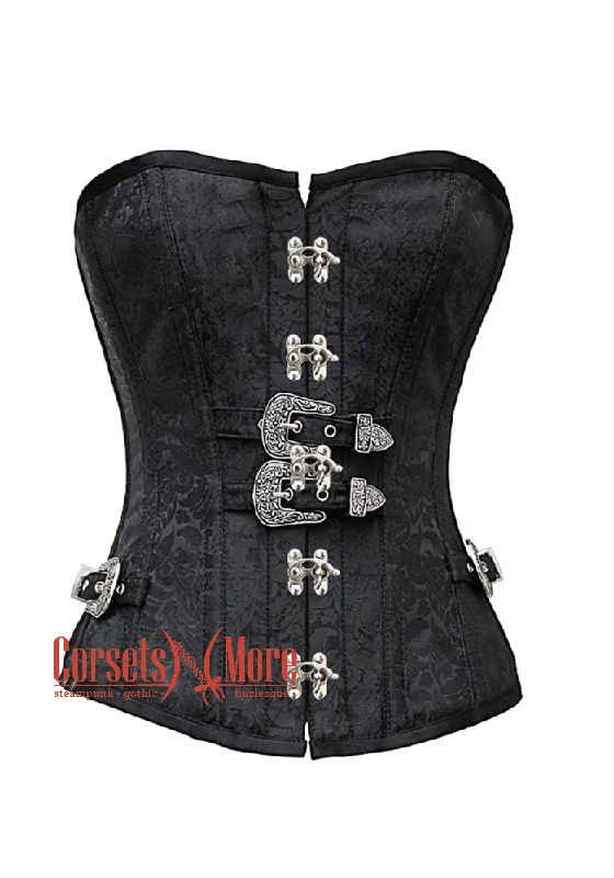 Unmissable Offer Unmissable Offer Black Brocade Silver Buckles Gothic Costume Waist Training Bustier Overbust Corset Top Unmissable Offer Unmissable Offer Black Brocade Silver Buckles Gothic Costume Waist Training Bustier Overbust Corset Top