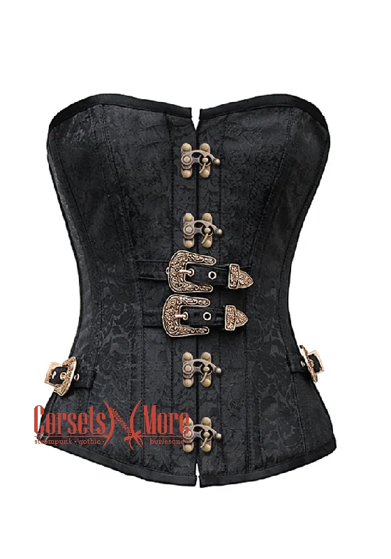 Value Deals Value Deals Black Brocade Antique Buckles Gothic Costume Waist Training Bustier Overbust Corset Top Value Deals Value Deals Black Brocade Antique Buckles Gothic Costume Waist Training Bustier Overbust Corset Top