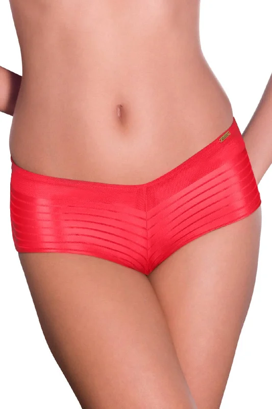 Deep Discounts Deep Discounts Coral Sheer Stripes Boy Shorts - Coral