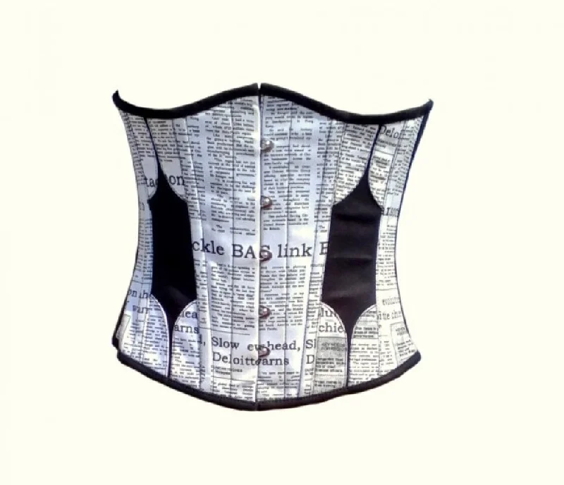 Bonus Offer Bonus Offer Cotton Black And White Newspaper Print Cotton Underbust Corset Top Bonus Offer Bonus Offer Cotton Black And White Newspaper Print Cotton Underbust Corset Top