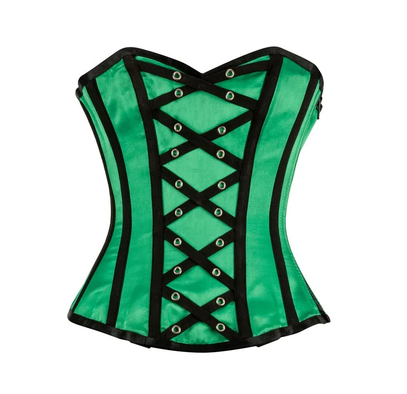 Weekend Deals That Wow Weekend Deals That Wow Deschamps Green Satin Overbust Corset