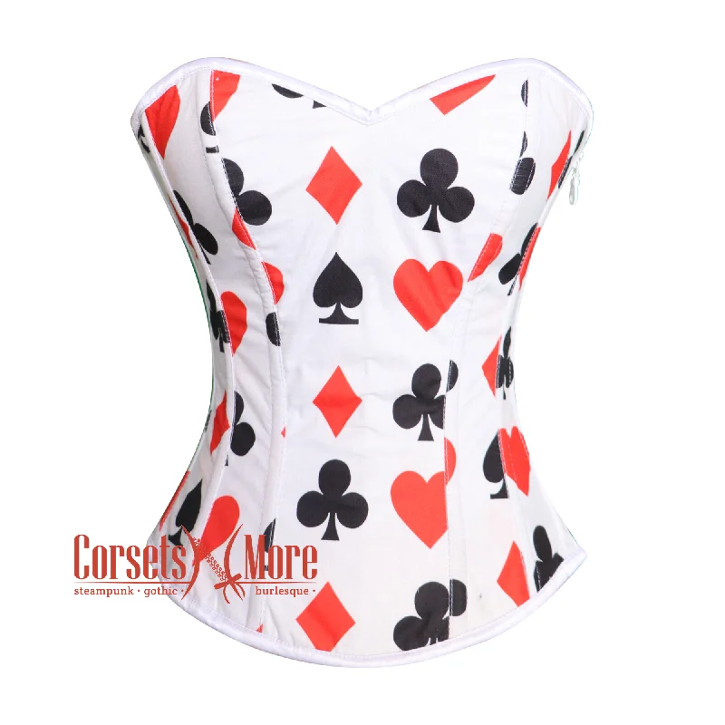 Great Deals Great Deals Diamond Heart Clubs Spades Print Cotton Burlesque Overbust Costume Bustier Corset Top