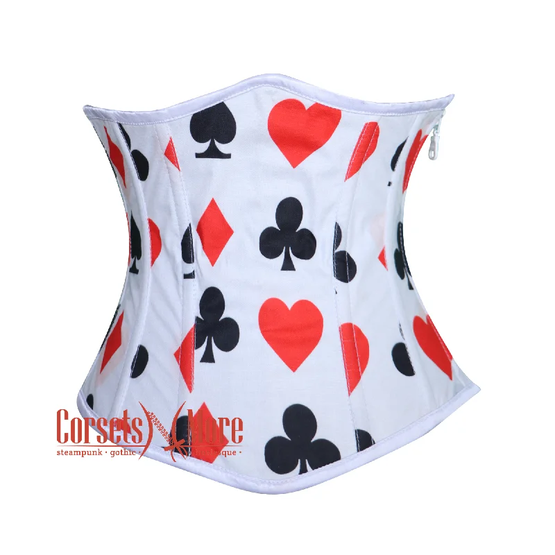 Extra Savings Extra Savings Diamond Heart Clubs Spades Print Cotton Gothic Underbust Costume Bustier Corset Top Extra Savings Extra Savings Diamond Heart Clubs Spades Print Cotton Gothic Underbust Costume Bustier Corset Top