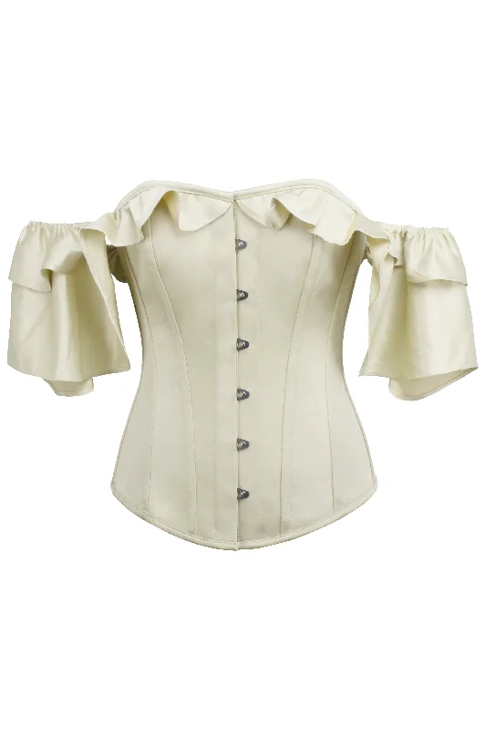 Amazing Deals Amazing Deals Earps Ivory Satin Corset With Off The Shoulder Frilled Sleeves Amazing Deals Amazing Deals Earps Ivory Satin Corset With Off The Shoulder Frilled Sleeves