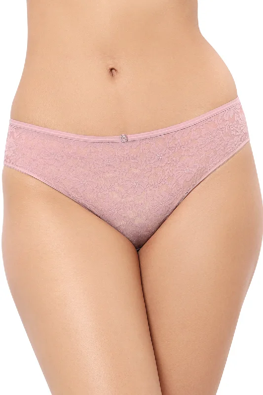 Unbeatable Prices Unbeatable Prices Floral Romance Three-Fourth Coverage Low Rise Bikini Panty - Cinder Rose