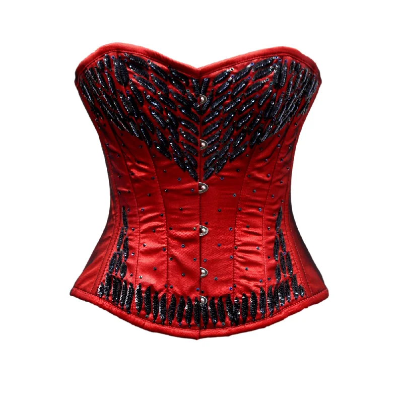 Markdown Sale Markdown Sale Frost Red satin Embroidery Corset
