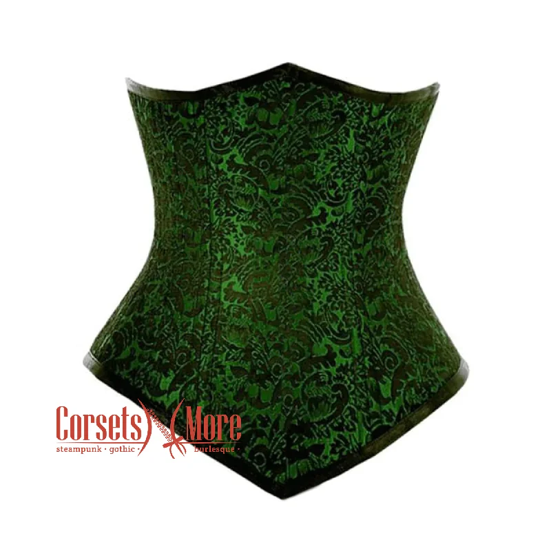 Best Seller Best Seller Green And Black Brocade Double Boned Front Closed Waist Training Underbust Gothic Corset Bustier Top Best Seller Best Seller Green And Black Brocade Double Boned Front Closed Waist Training Underbust Gothic Corset Bustier Top