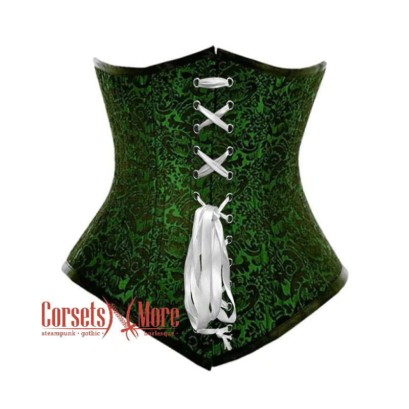 Exclusive Online Offer Exclusive Online Offer Green And Black Brocade Front Lace Gothic Waist Training Underbust Corset Bustier Top Exclusive Online Offer Exclusive Online Offer Green And Black Brocade Front Lace Gothic Waist Training Underbust Corset Bustier Top